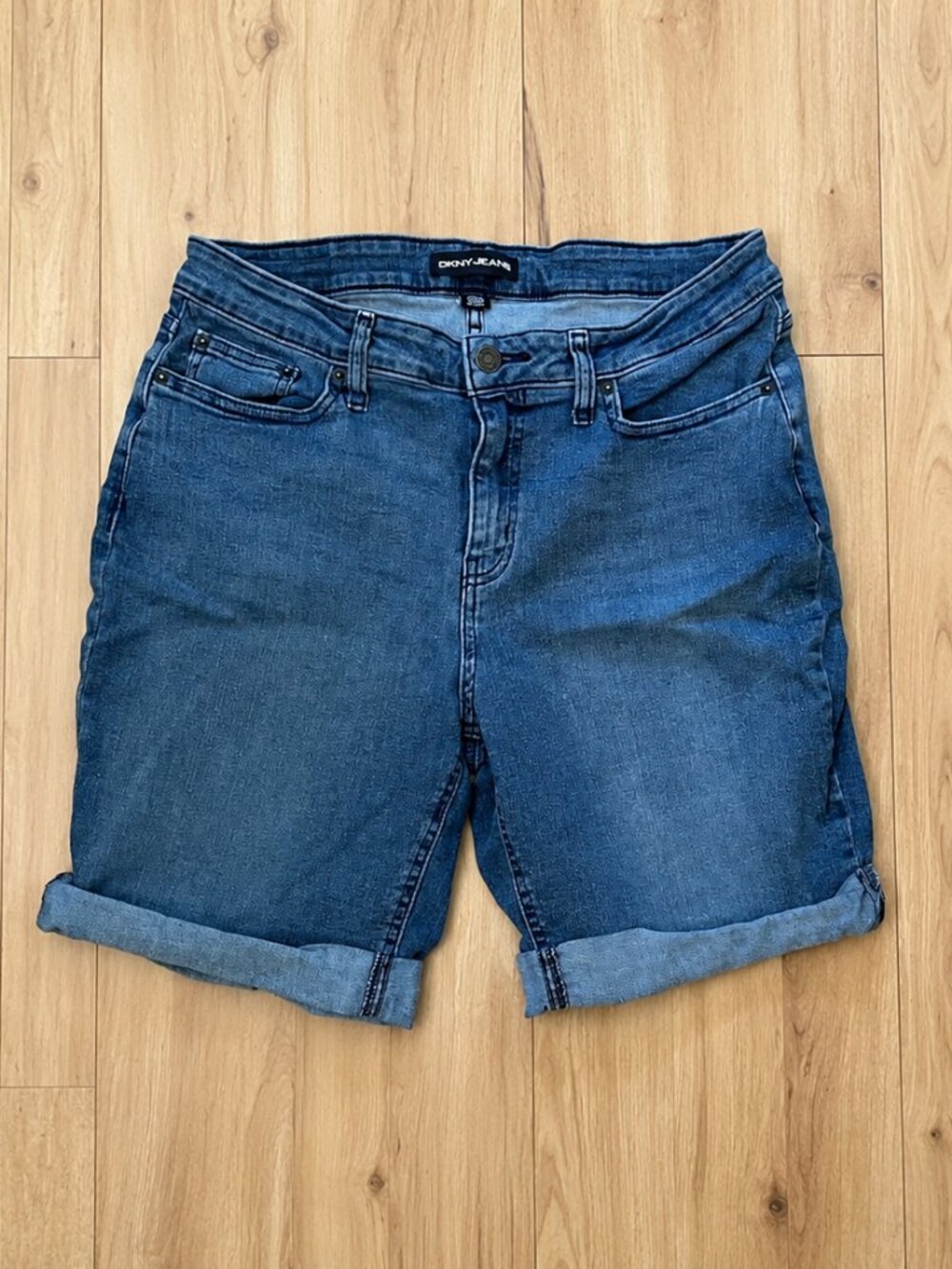 DKNY Jeans Women's Roll Cuff Denim Bermuda Shorts, Size 12